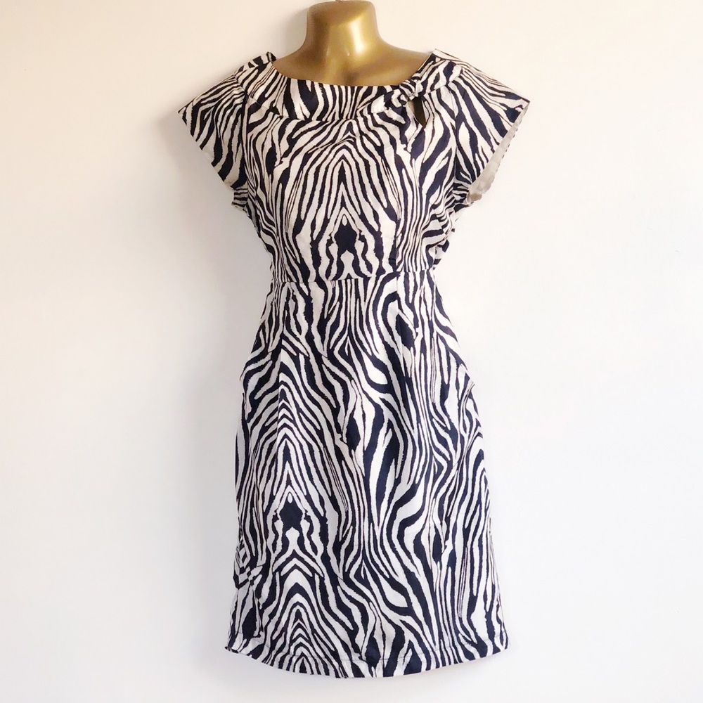 Be gal tiger print silk cap sleeve cocktail dress